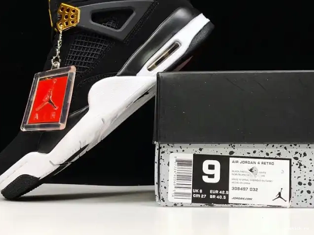 Rep Onekick 308497-032 Gold-White Metallic Jordan Royalty 4 Air Black 0416